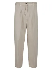WHITE SAND - Cotton Blend Linen Trousers