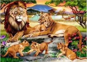 Lions Family in the Savannah 1000pc Puzzle