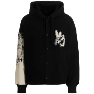 Y-3 Mens Graphic Logo French Terry Hooded Jacket M Black