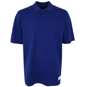 Y-3 Unisex Short Sleeve Polo Shirt Blue Medium