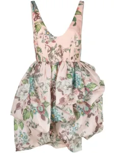ZIMMERMANN - Floral Print Linen And Silk Blend Draped Mini Dress #1252501
