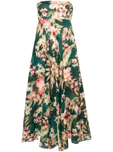 ZIMMERMANN - Floral Print Linen Bandeau Midi Dress #1246905