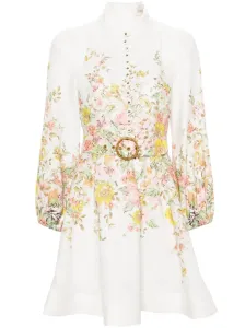 ZIMMERMANN - Floral Print Linen Buttoned Mini Dress #1270130