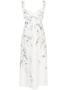 ZIMMERMANN - Floral Print Linen Midi Dress #1292211