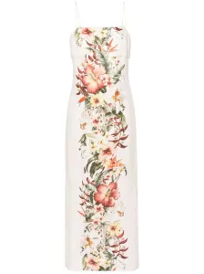 ZIMMERMANN - Floral Print Linen Pencil Dress #1275689