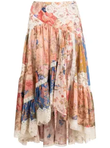 ZIMMERMANN - Floral Print Cotton Midi Skirt #1230341